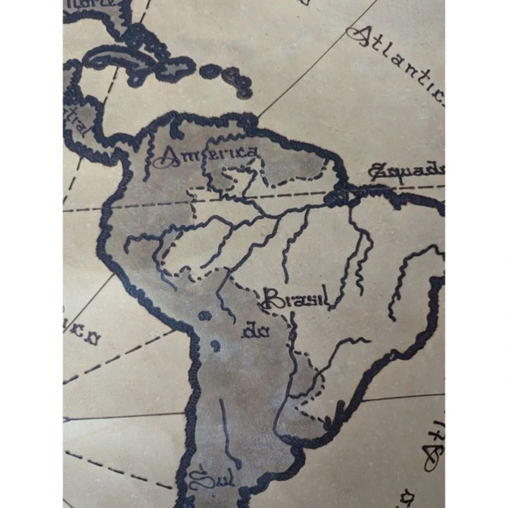 Novica Handmade Map‎ of Latin America Leather Hanging Wall Tapestry Brown